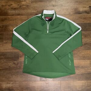 Sun Mountain Outerwear Men’s XL Green 1/4 Zip Golf Pullover Knit W White Stripes